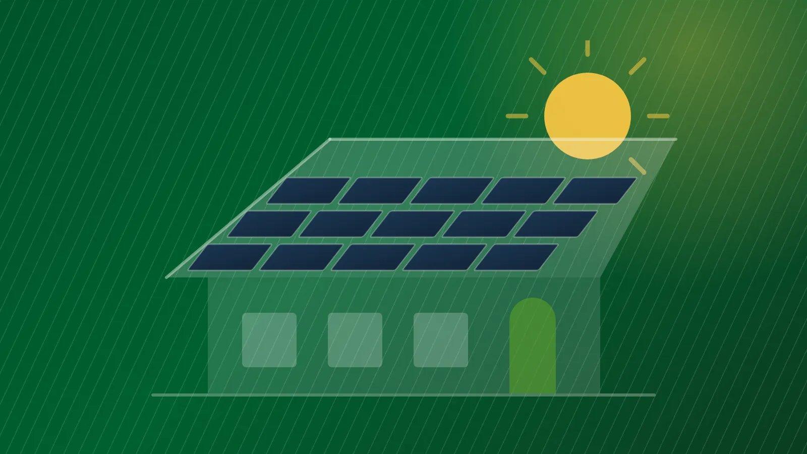 Photovoltaikmodule auf einem Hausdach in der Sonne, Illustration